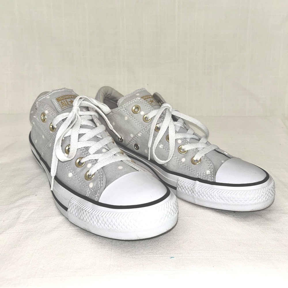 Women’s Converse Madison Ox Pure Platinum/Gold/White POLKA DOT Sz 9 EUC